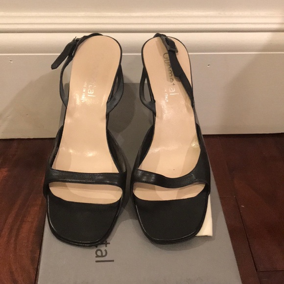 black simple strap heels